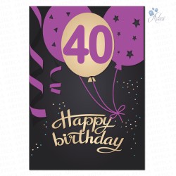 Happy Birthday 40th Year Greeting Cards. pcs.12