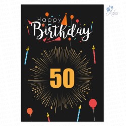 Happy Birthday 50th Year Greeting Cards. pcs.12