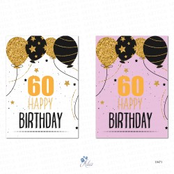 Happy Birthday 60th Year Greeting Cards. pcs.12