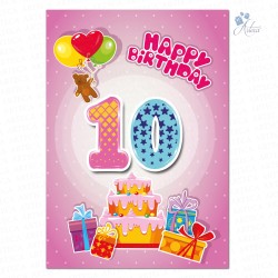 Birthday Card 10° years 12 pcs