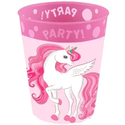 Set di bicchieri in plastica micro premium Unicorn Rainbow Colors 4 pezzi da 250 ml