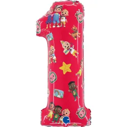 Palloncino foil Cocomelon Numero 1 Rosso 66 cm