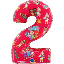 Palloncino foil Cocomelon Numero 2 Rosso 66 cm