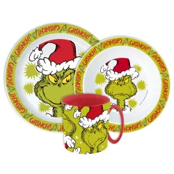 Set stoviglie The Grinch Christmas Mischief, set in micro plastica con tazza da 390 ml
