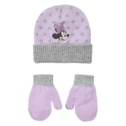 Set cappello + guanti Disney Minnie Dots viola da neonato 50 cm
