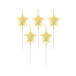 Star Metallic Gold Candelina per torta dorata, set candele 5 pezzi