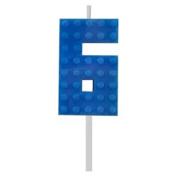 Blocchi Blocchi Blu Building Block Numero 6 Candela Blu, Candela Numero