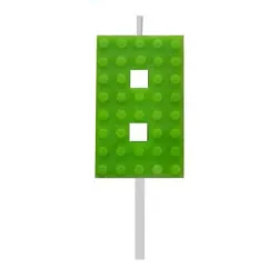 Blocchi Blocchi verdi Blocco da costruzione n. 8 Candela torta verde, Candela numerata