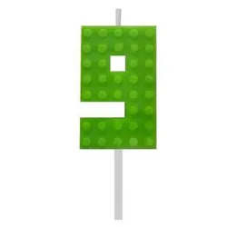 Blocchi Blocchi verdi Blocco da costruzione Torta verde Candela Numero 9