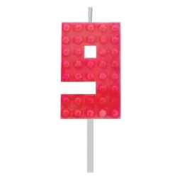 Blocchi Blocchi Rossi Blocco candela rossa per torta, candela numero 9