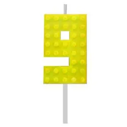 Blocchi Blocchi gialli Building Block Giallo numero 9 Candela torta