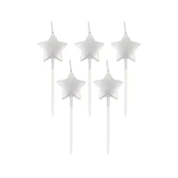 Star Metallic Silver Candela di compleanno in argento Set da 5 pz