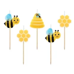 Animals Beehive Candele per torta con api, set candele 5 pz