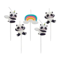 Candele per torta Animals Cute Panda, set candele 5 pz