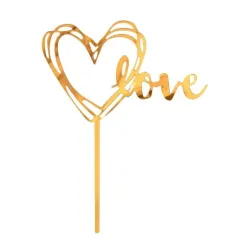 Decorazione Torta Matrimonio Oro Cuore Oro 13 cm