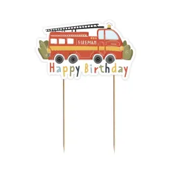 Decorazione torta Happy Birthday Pompiere Pompiere 13 cm