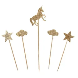 Set decorazioni per torta glitter Unicorn Star 5 pz