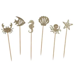 Set di decorazioni per torte Ocean Underwater Waterworld 6 pezzi