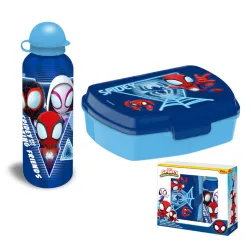 Scatola sandwich Spiderman Blue Web + set bottiglia in alluminio