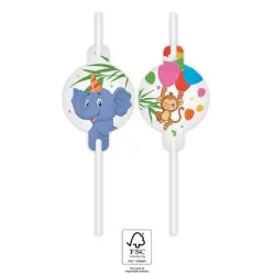 Cannucce di carta Jungle Balloons, set 4 pezzi FSC