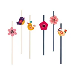 Set di 6 cannucce di carta Spring Have Fun