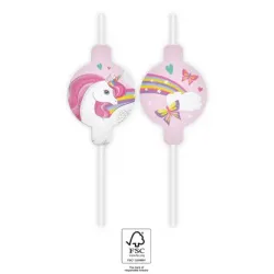 Cannucce di carta Unicorn Rainbow Colors, set da 4 FSC
