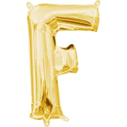 Palloncino foil Numero Oro, mini lettera F oro 33 cm