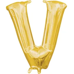 Palloncino Foil Numero Oro, Mini Lettera V Oro 33 cm