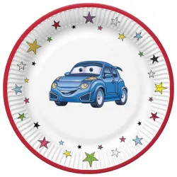 Piatto di carta Car Cartoon 8 pezzi 22,7 cm