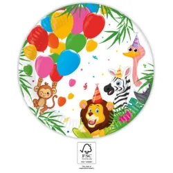 Piatto di carta Jungle Balloons 8 pz 23 cm FSC
