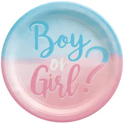 Piatto di carta Boy or Girl The Big Reveal 8 pz 23 cm