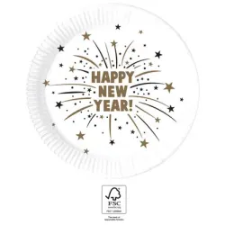Happy New Year Flares Happy New Year piatto di carta 8 pz 23 cm FSC