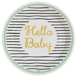 Piatto Carta Baby Gold Hello 8 pz 23 cm