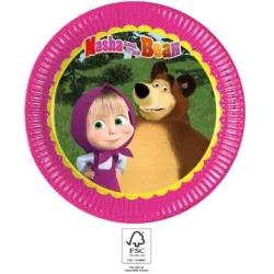 Piatto carta Masha e Orso Foresta 8 pz 23 cm FSC