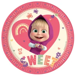 Piatto carta Masha e Orso Dolce Cuore 8 pz 23 cm FSC