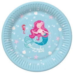 Sirena Piatto in carta pastello 8 pz 18 cm