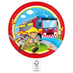 Piatto di carta Fireman Rescue 8 pz 23 cm FSC