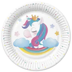 Set di piatti di carta magici Unicorno da 8, 18 cm
