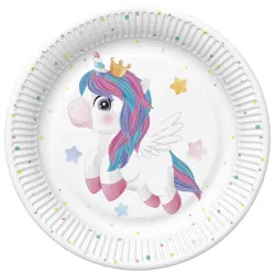 Piatto di carta magico Unicorno 8 pezzi 22,7 cm