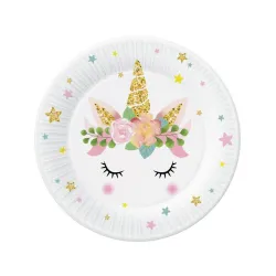 Set di 6 piatti di carta Unicorn Star, 18 cm