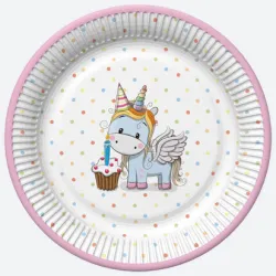 Set di 8 piatti di carta Unicorn Sweet, 22,7 cm