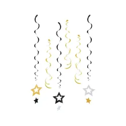 Stelle glitterate, set di decorazioni a nastro da 6