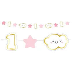 Mini ghirlanda 1° compleanno rosa baby 120 cm