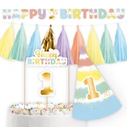 Set di decorazioni per il primo compleanno di Baby Rainbow, 4 pezzi