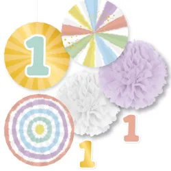 Decorazioni da appendere per il primo compleanno di Baby Rainbow, set di 5