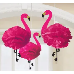 Set di 3 decorazioni da appendere con fenicotteri