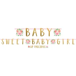 Baby Sweet Baby Girl Iscrizione floreale in carta Sweet Girl 2 pezzi