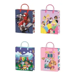 Disney Principesse Disney, Paw Patrol, Spiderman sacchetto regalo in plastica 32x27x10 cm