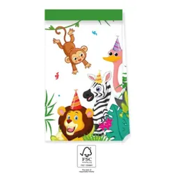 Set di 4 sacchetti di carta Jungle Balloons FSC