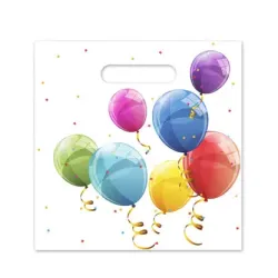 Set di 4 sacchetti regalo in carta scintillante con palloncini